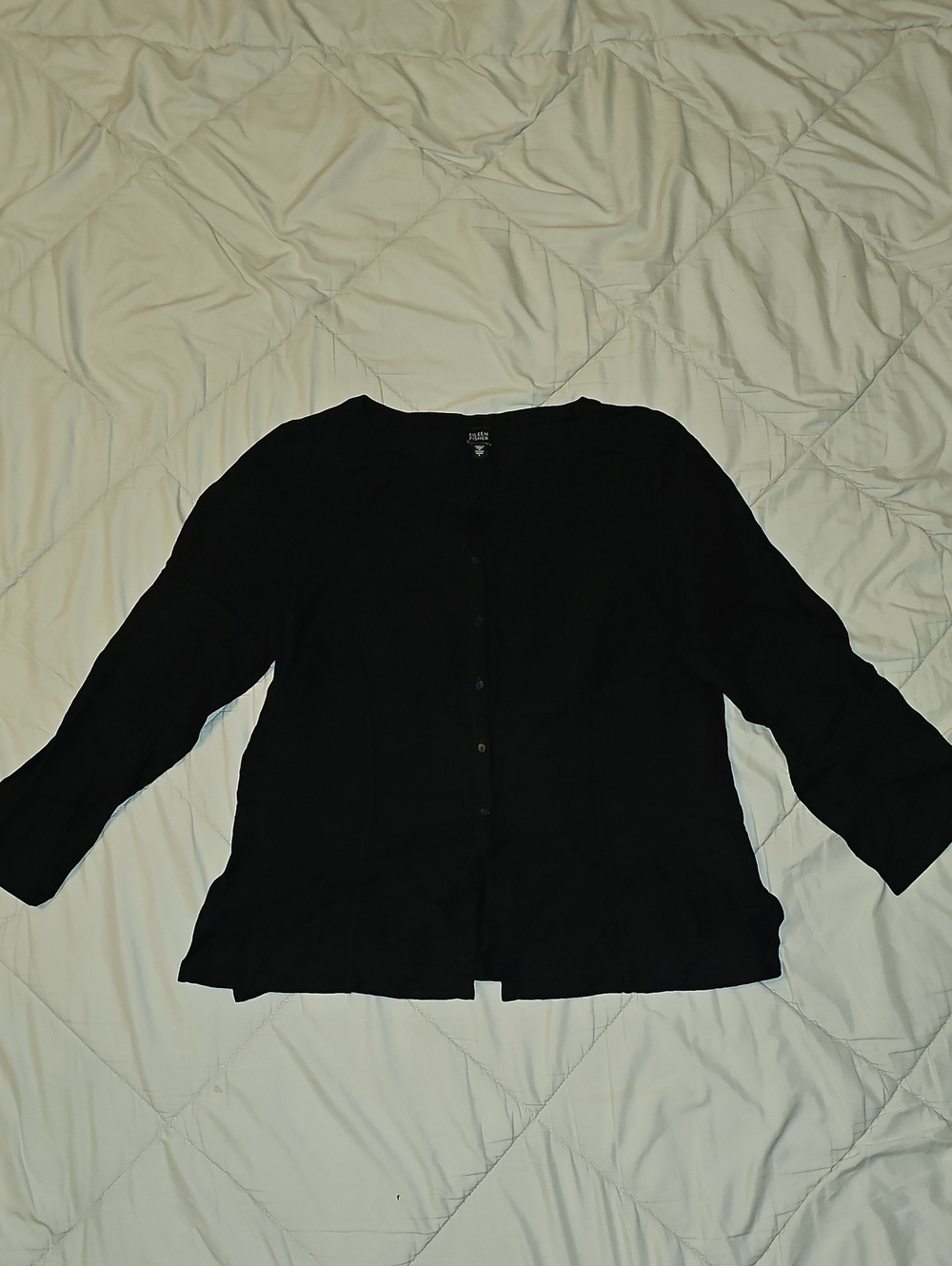 Eileen Fisher Linen Button Down Top Lrg Long Sleeve